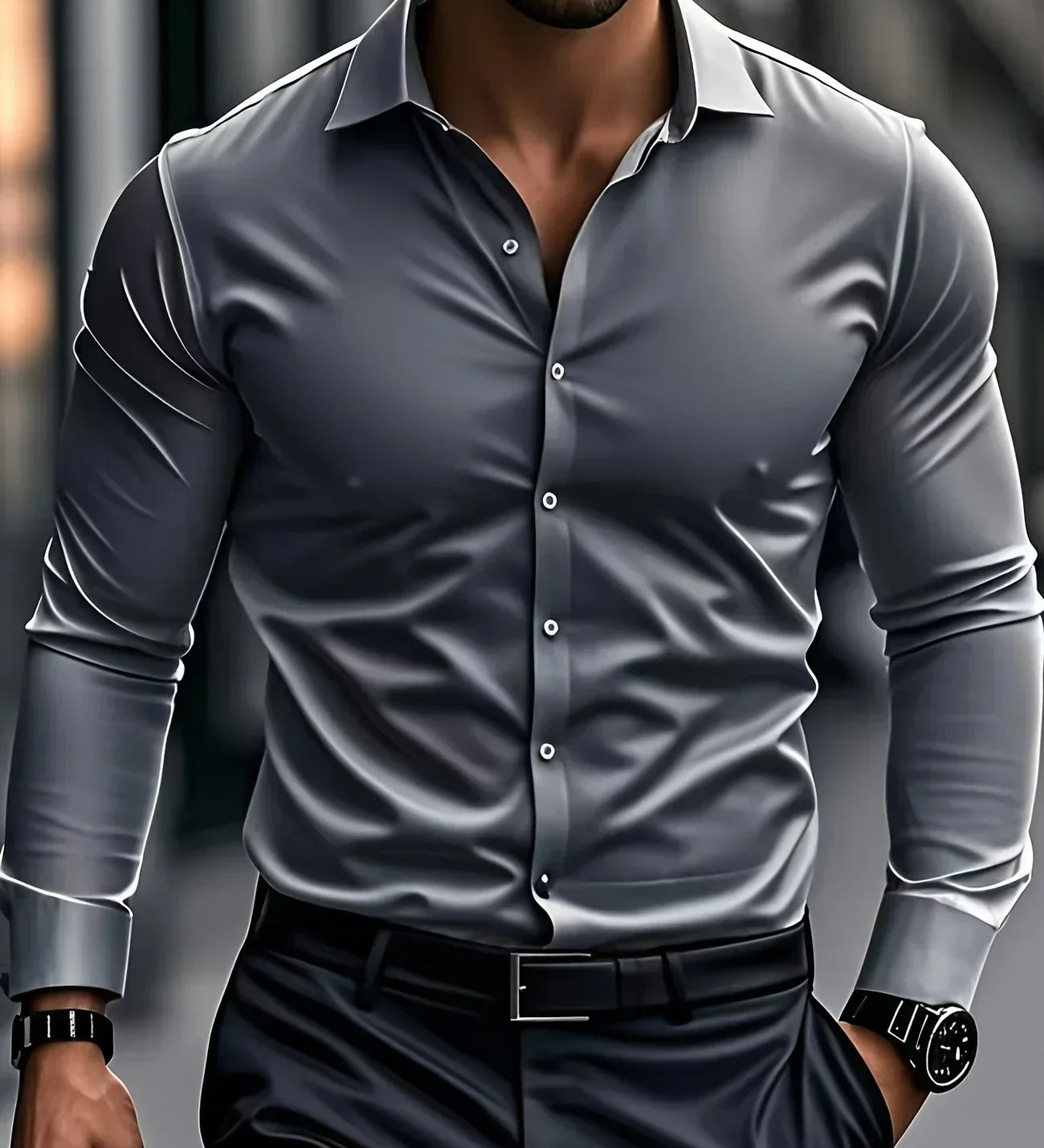 Найчо - Елегантна риза с дълги ръкави и копчета