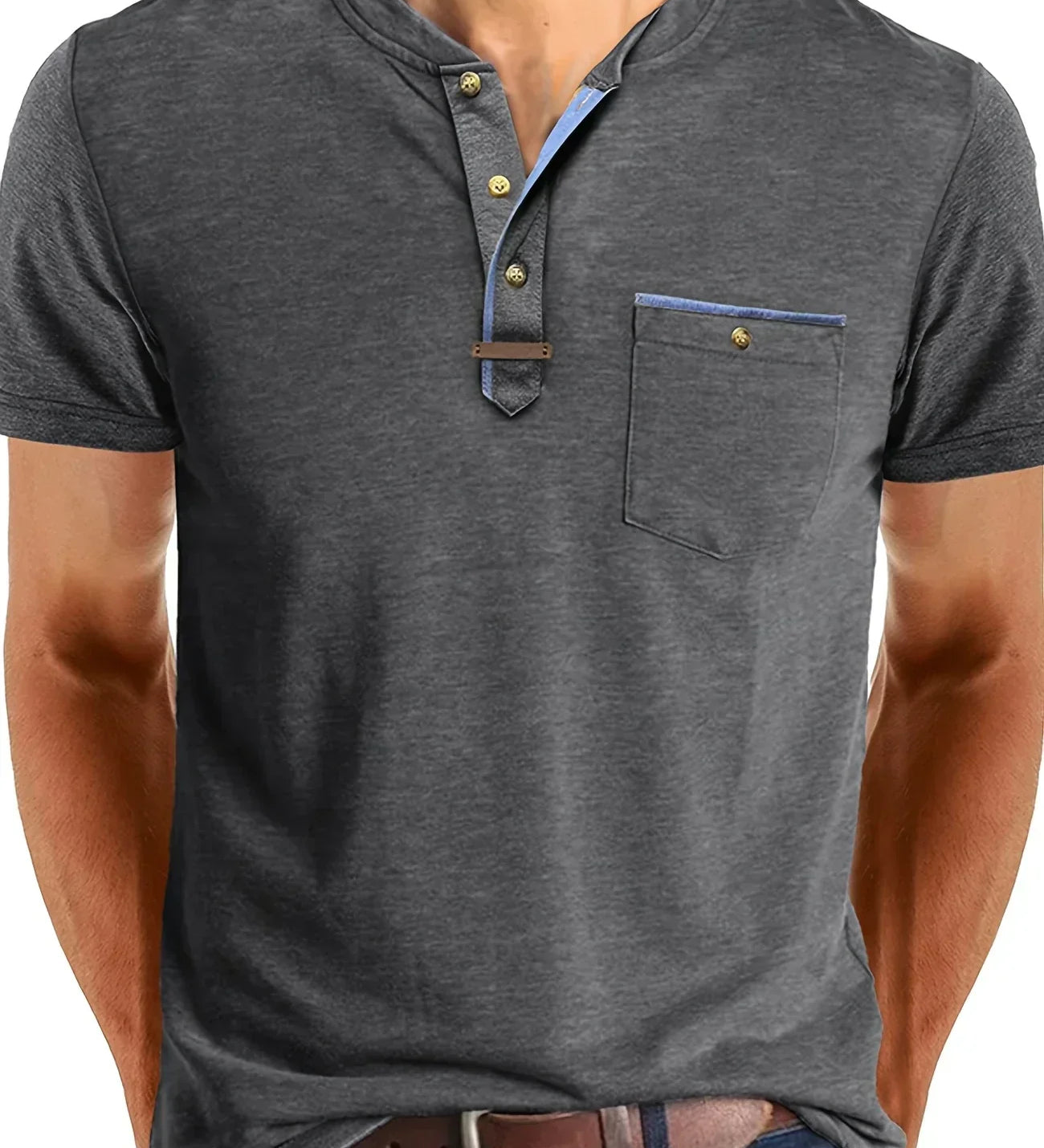 Чавор - Стилна тениска с кръгло деколте и джоб