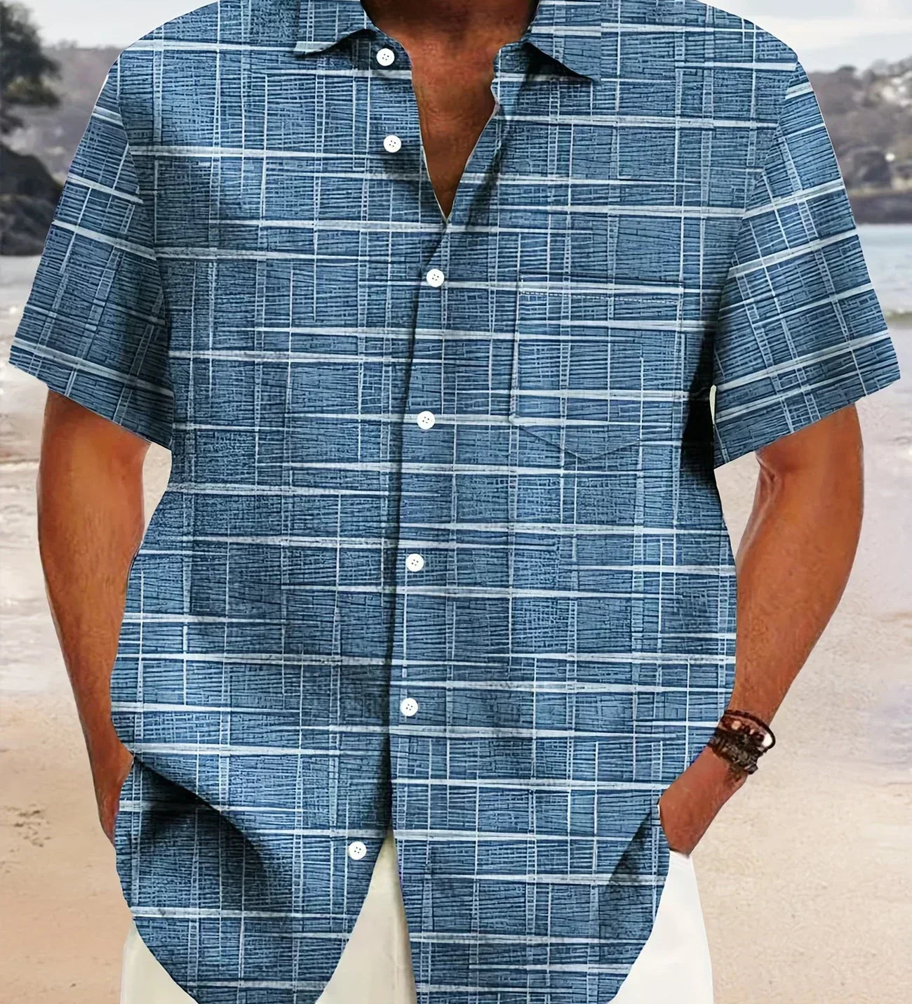 Мирослав -  Елегантна риза с райе и каре