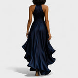 Ема - Сатенена официална рокля с volani