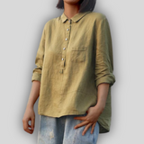 Линена блузка зелена простота