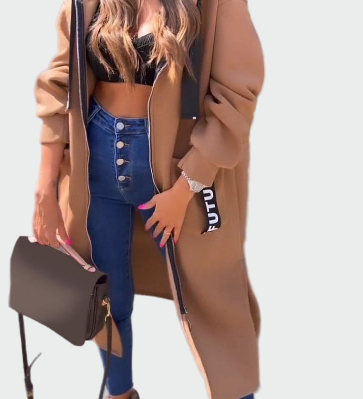 Дълго палто с качулка