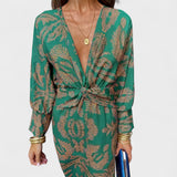 Весна - Миди рокля с V-образно деколте