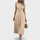 Андреа - Елегантна безръка макси рокля с кръгло деколте