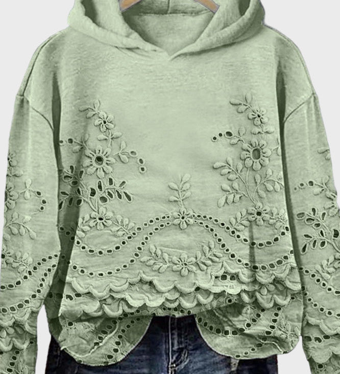 Джъмпер с Капюшон от Дантела в Зелено