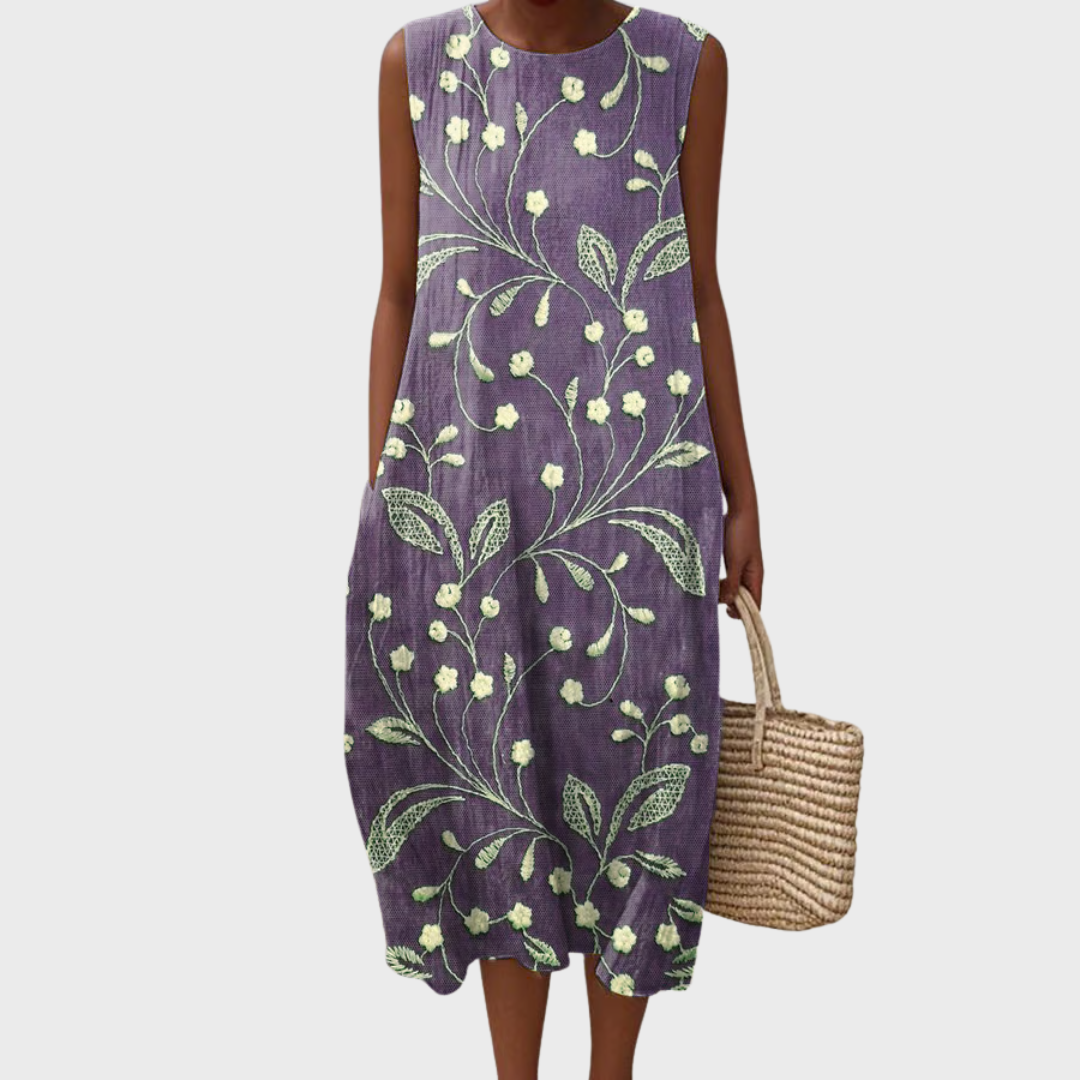 Лара - Релаксираща цветна рокля от памук