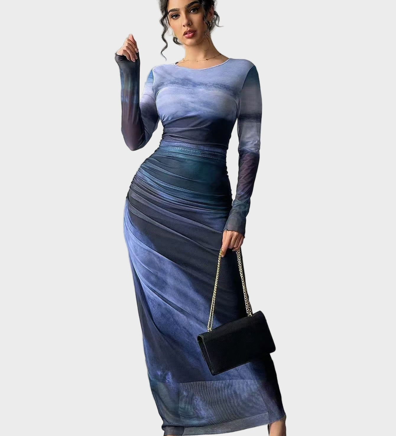 Торина – Дълга удобна рокля с десен