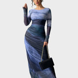 Торина – Дълга удобна рокля с десен