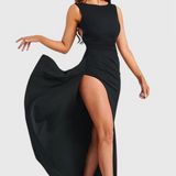 Ивана Рокля от Сатен с Отворен Гръб и Голям Разрез