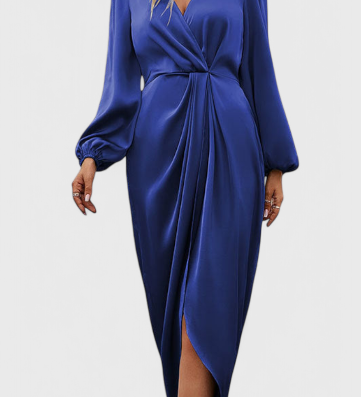 Андреа Елегантна Дълга Рокля с V-Изрез и Страничен Разрез