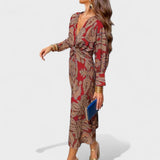 Весна - Миди рокля с V-образно деколте