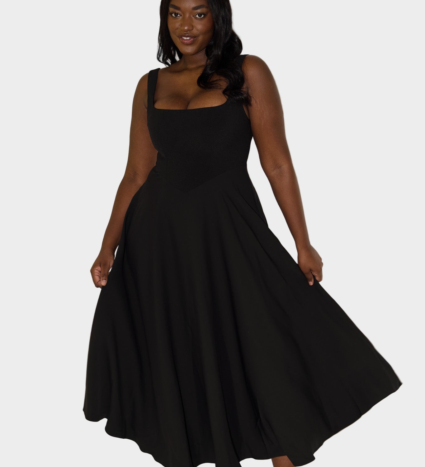 Вечна Въздушна Миди Рокля с Елегантна Линия и Природен Движение