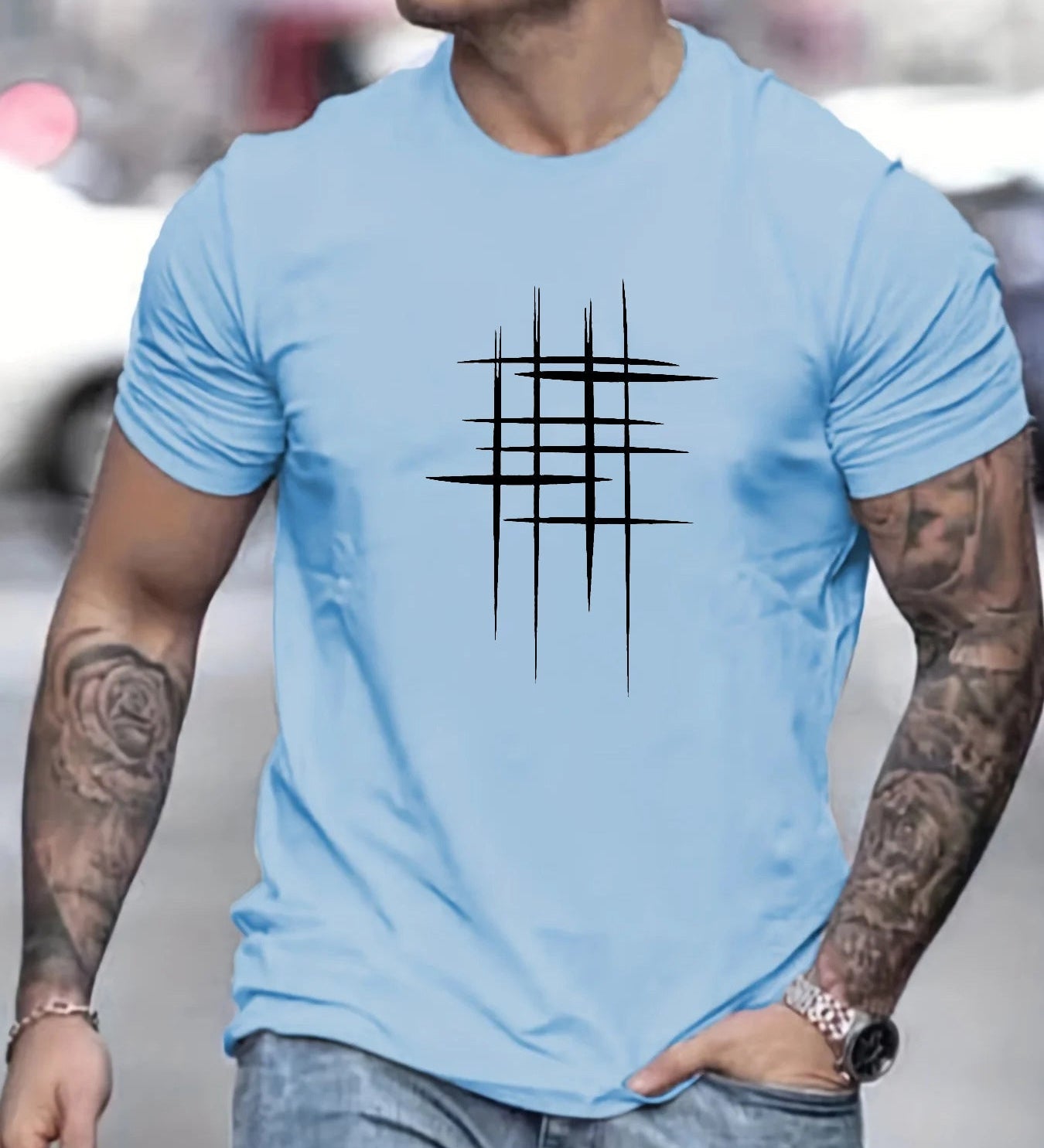 Анастас - Стилен т-shirt с кръгло деколте и графичен принт