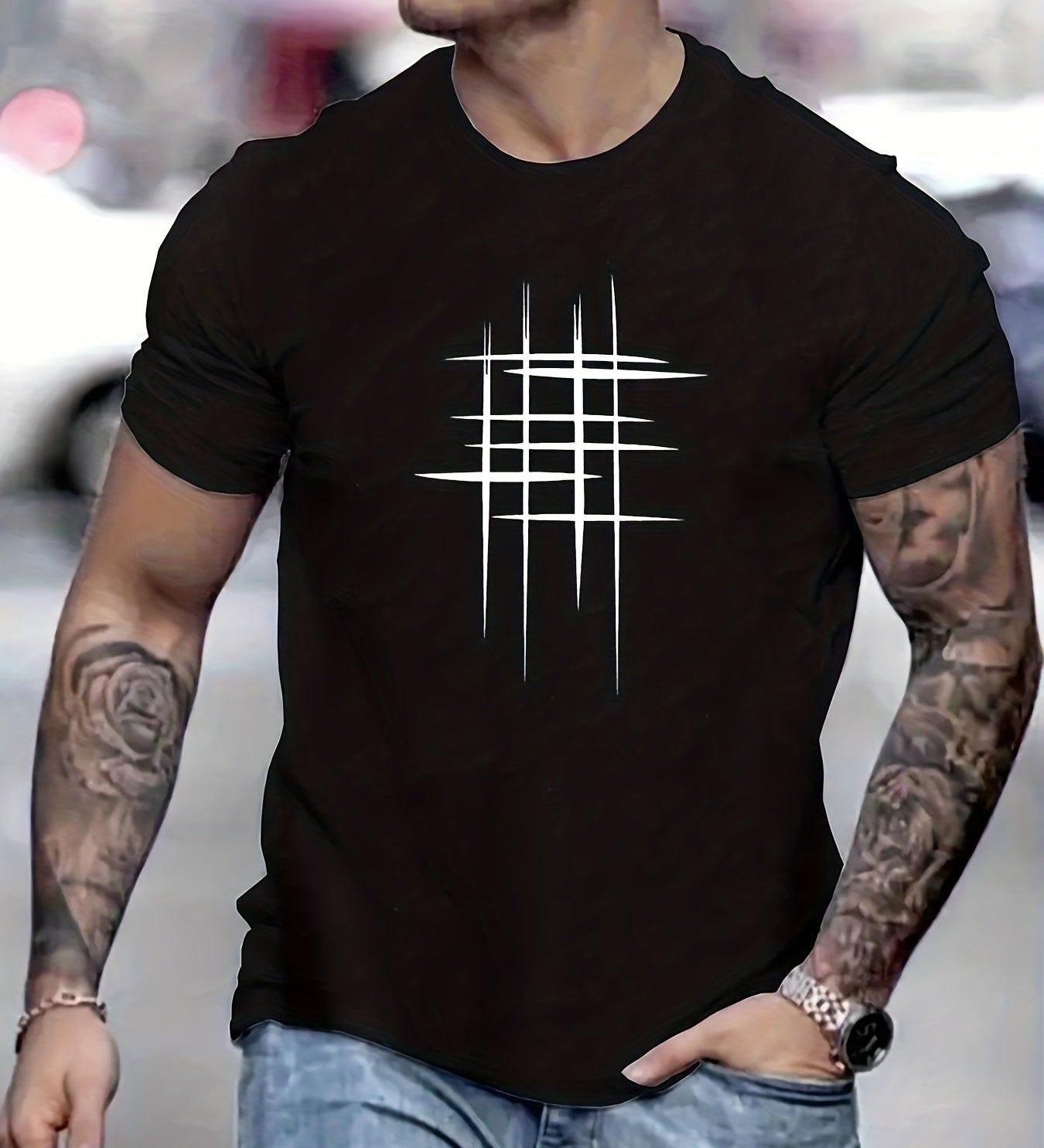 Анастас - Стилен т-shirt с кръгло деколте и графичен принт