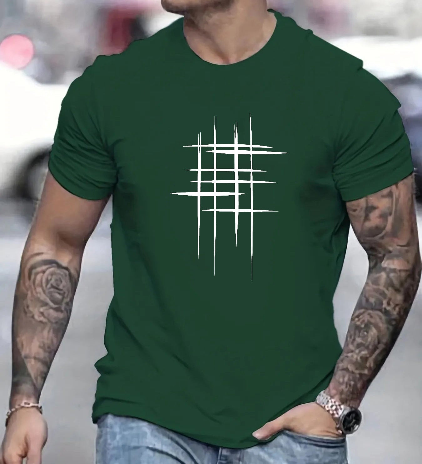 Анастас - Стилен т-shirt с кръгло деколте и графичен принт