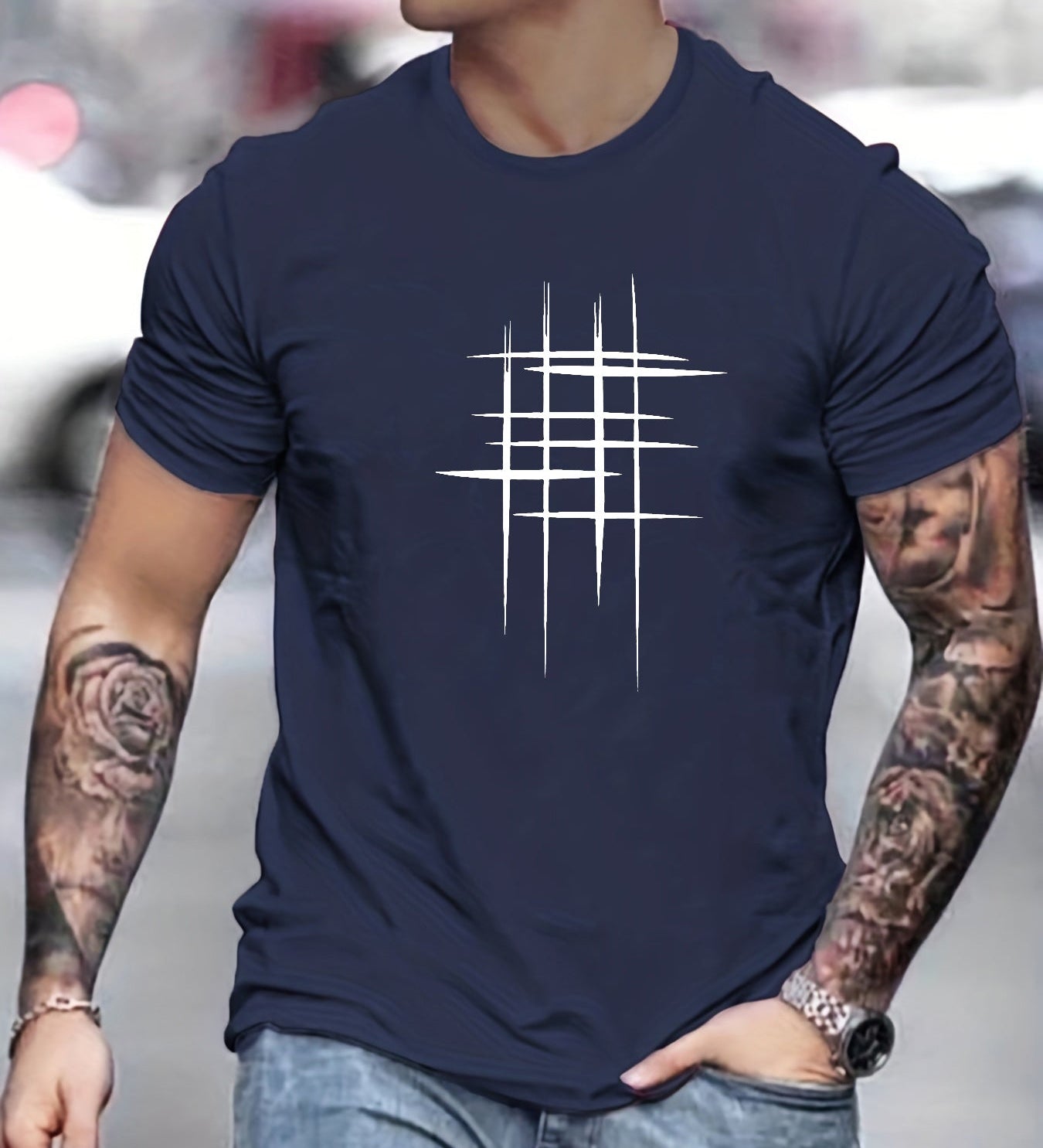 Анастас - Стилен т-shirt с кръгло деколте и графичен принт