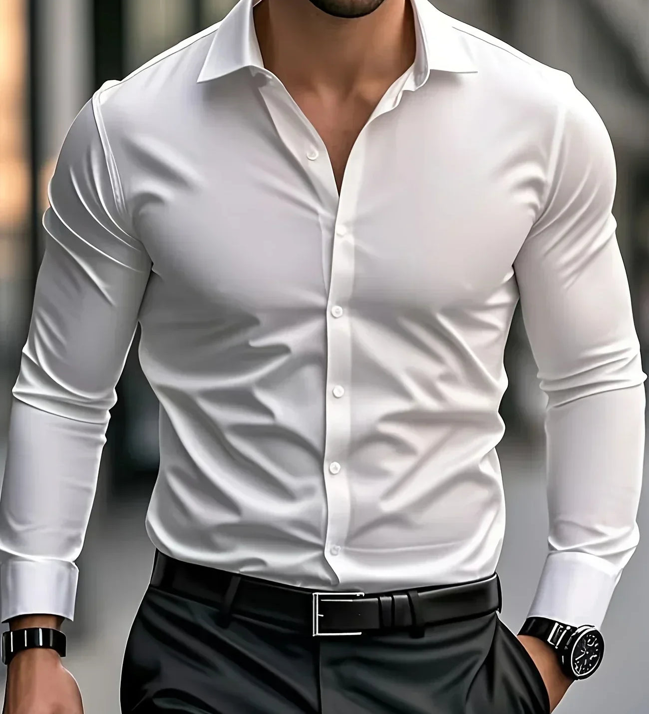 Найчо - Елегантна риза с дълги ръкави и копчета