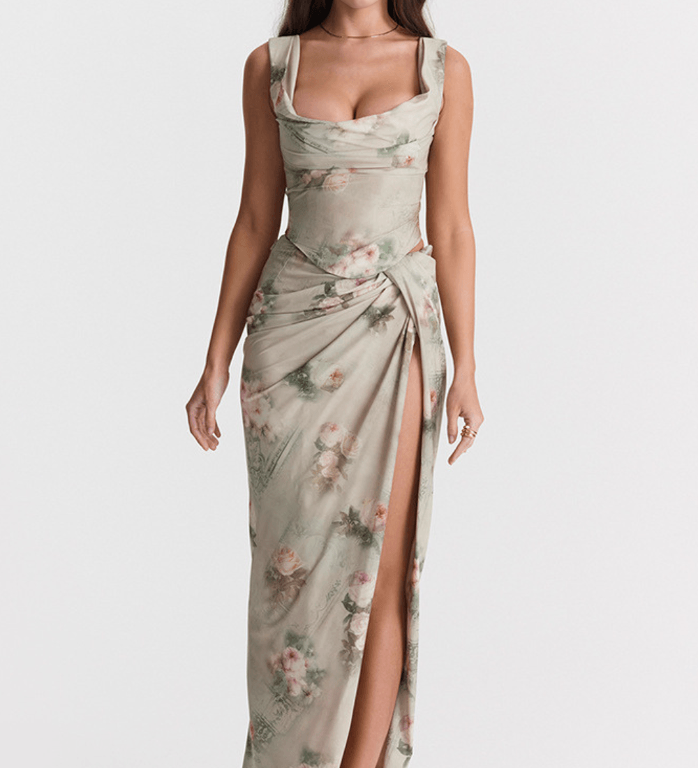 Ивел | Рокля с разрез и цепка