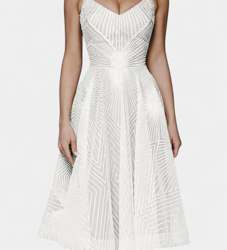 Драгана Дълга Рокля с Бродерия и А Силует