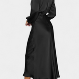 Мария Макси Рокля с Висок Яка и Цветни Детайли