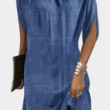 Ена Миди Рокля Без Временски Рамки с Кръгло Деколте