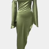 Франка Асиметрична Макси Рокля с Едно Рамо и Оформен Талия