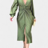 Веселка Дълга Рокля с Дълги Ръкави и V-Изрез