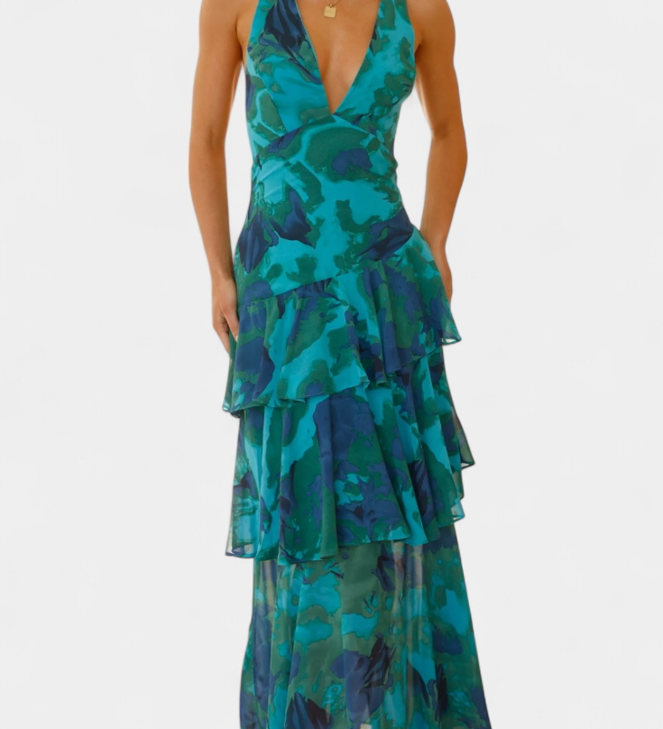 Валентина - Рокля от Шифон с V-Изрез и Пухкави Ръкави