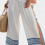 Комплект от етнически стил Daisy в бяло с детайли в синьо и оранжево – уникален и жив стил