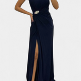 Емилия Макси Рокля с Плисировки и Страничен Изрез