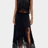 Нада Миди Пола с Дантелени Детайли и Асиметричен Подгъв