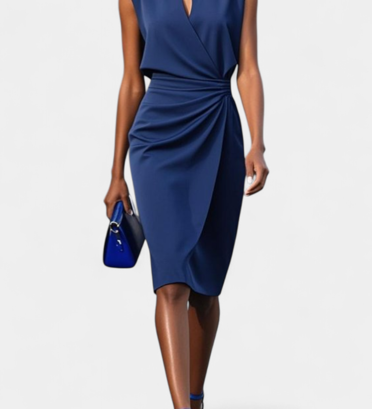 Маша Миди Рокля с Дълги Ръкави и Кръгло Деколте