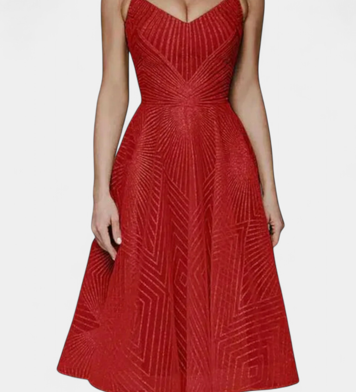 Драгана Дълга Рокля с Бродерия и А Силует