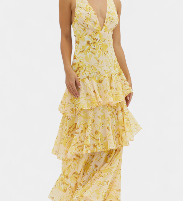 Валентина - Рокля от Шифон с V-Изрез и Пухкави Ръкави