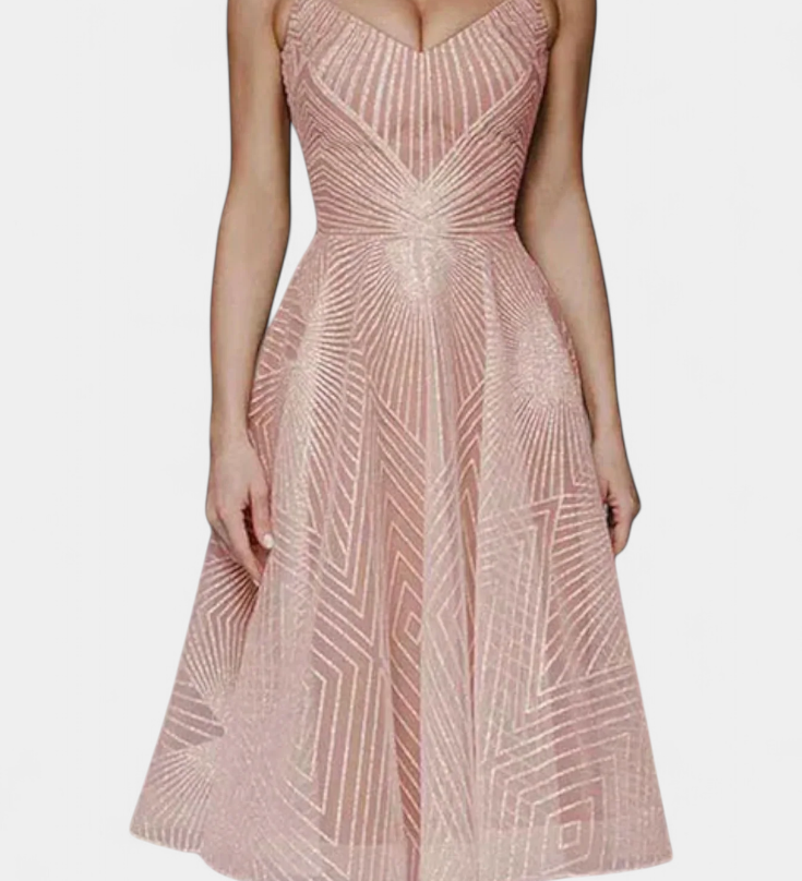 Драгана Дълга Рокля с Бродерия и А Силует