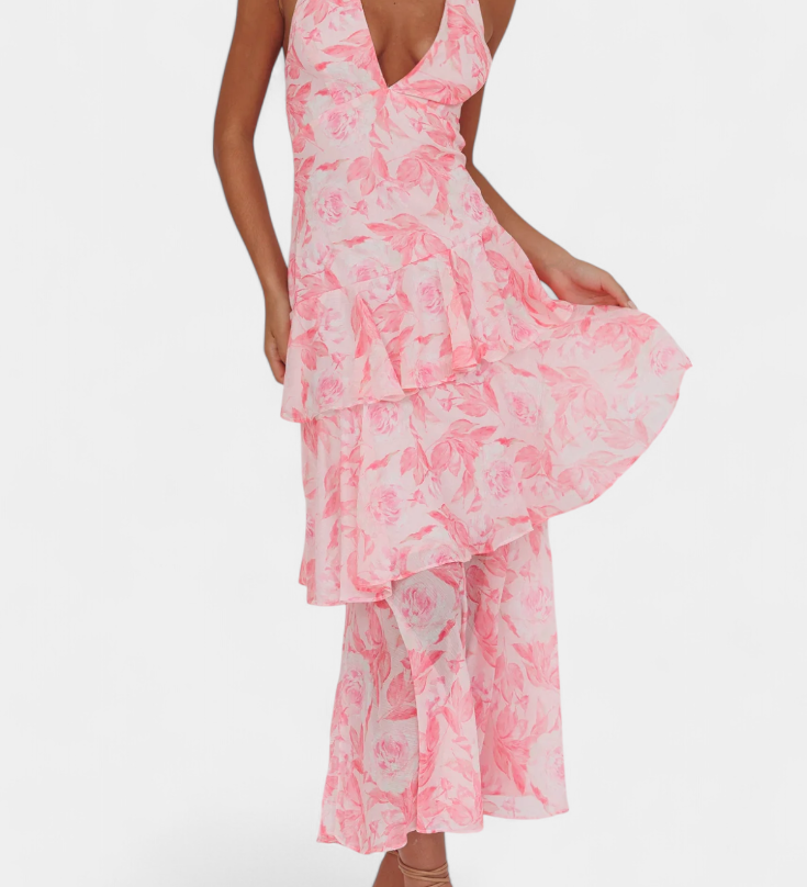 Валентина - Рокля от Шифон с V-Изрез и Пухкави Ръкави