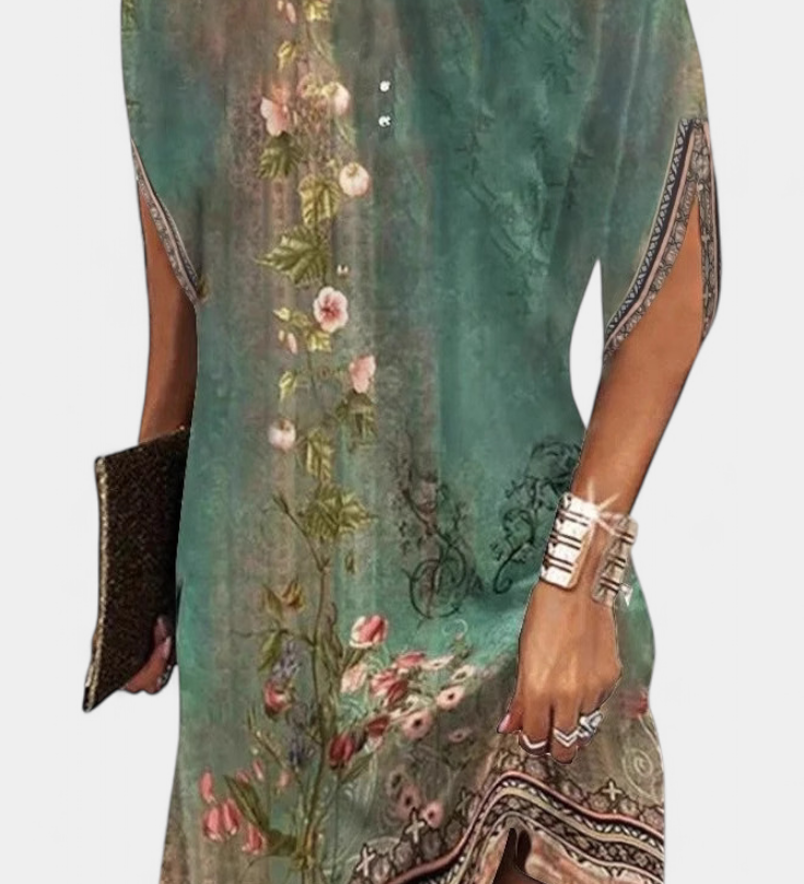 Ена Миди Рокля Без Временски Рамки с Кръгло Деколте