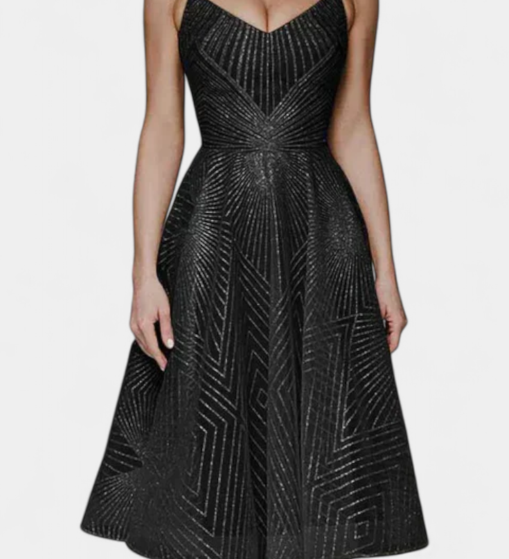 Драгана Дълга Рокля с Бродерия и А Силует