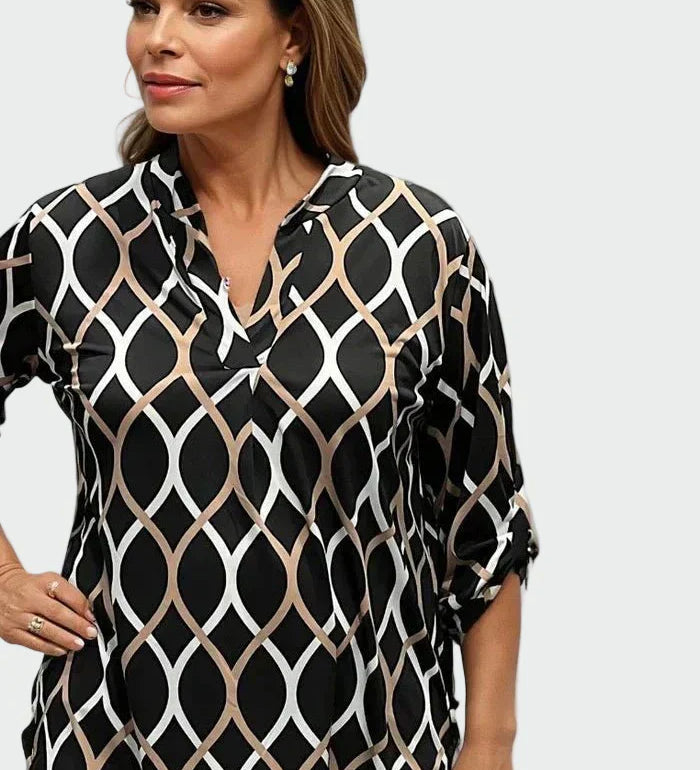 Кежуал риза с дълги ръкави и елегантен десен