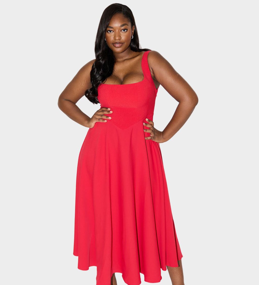 Вечна Въздушна Миди Рокля с Елегантна Линия и Природен Движение