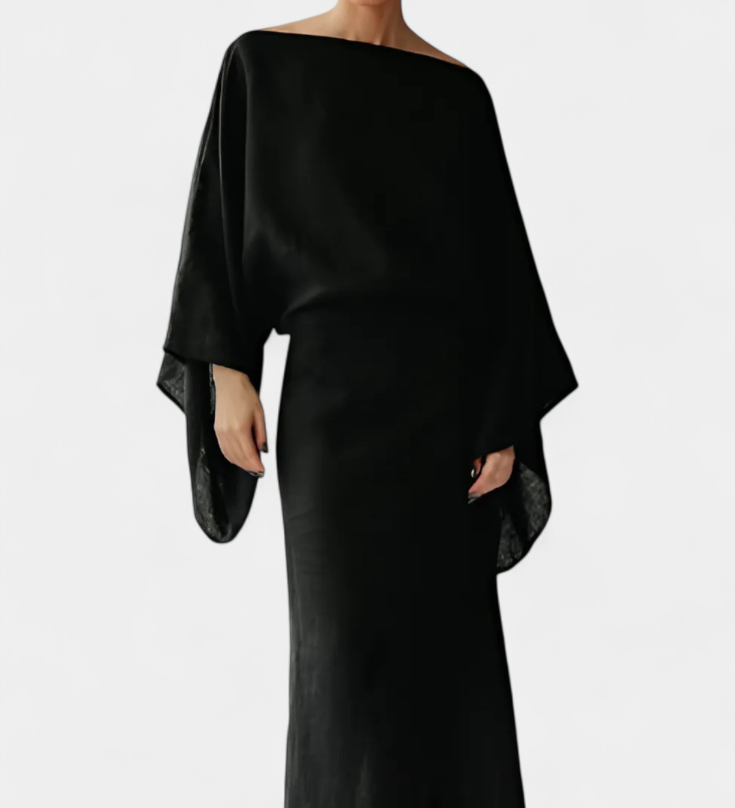 Филипа - Кимоно рокля от лен и памук с пояс